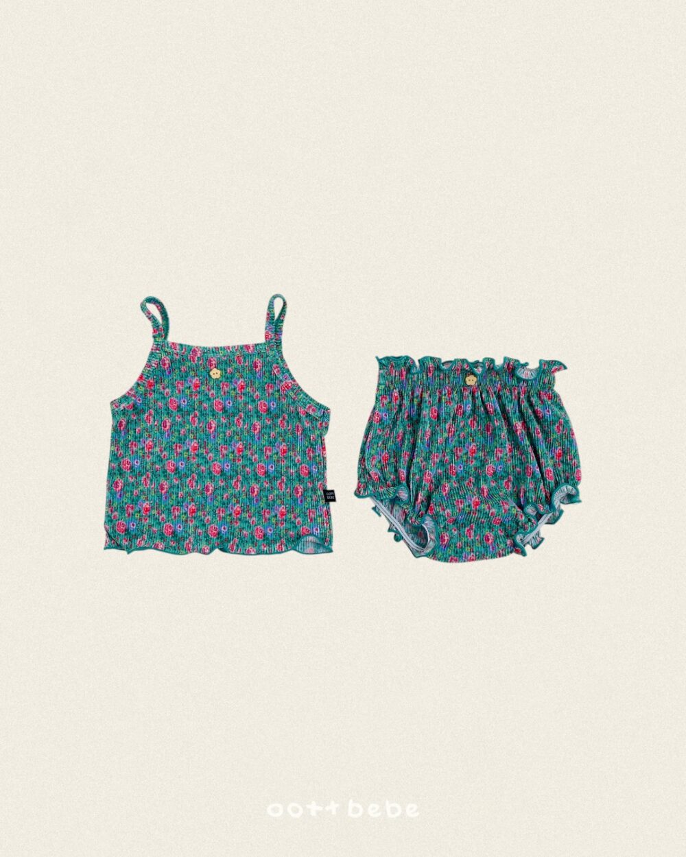 08 <b>|BABY| OOTTBEBE包屁衣</b>Summer 꽃송이플리츠나시블루머 0-12M