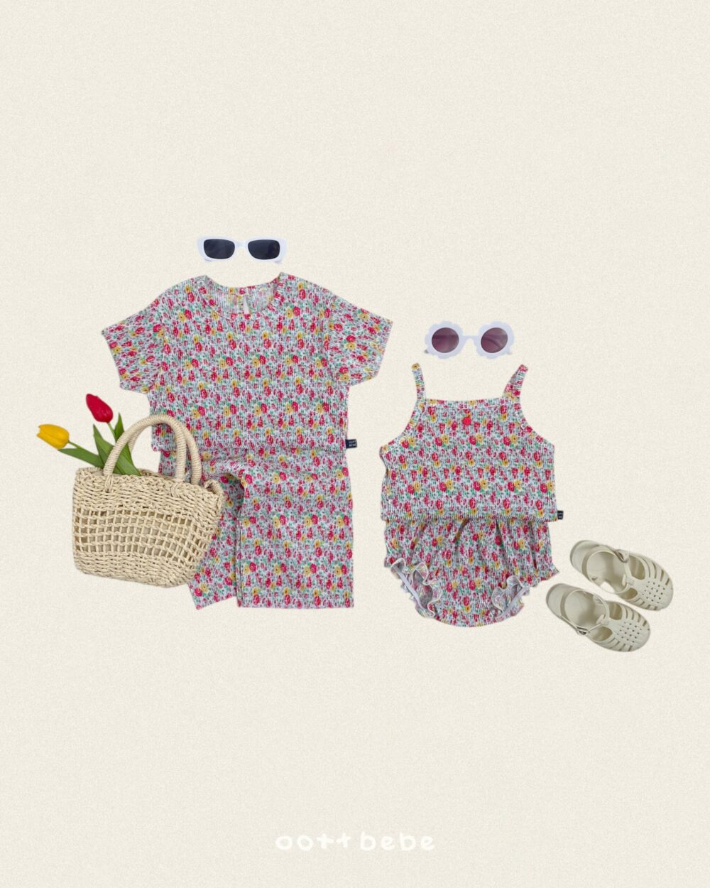 14-1 <b>|BABY| OOTTBEBE包屁衣</b>Summer 꽃송이플리츠나시블루머 0-12M