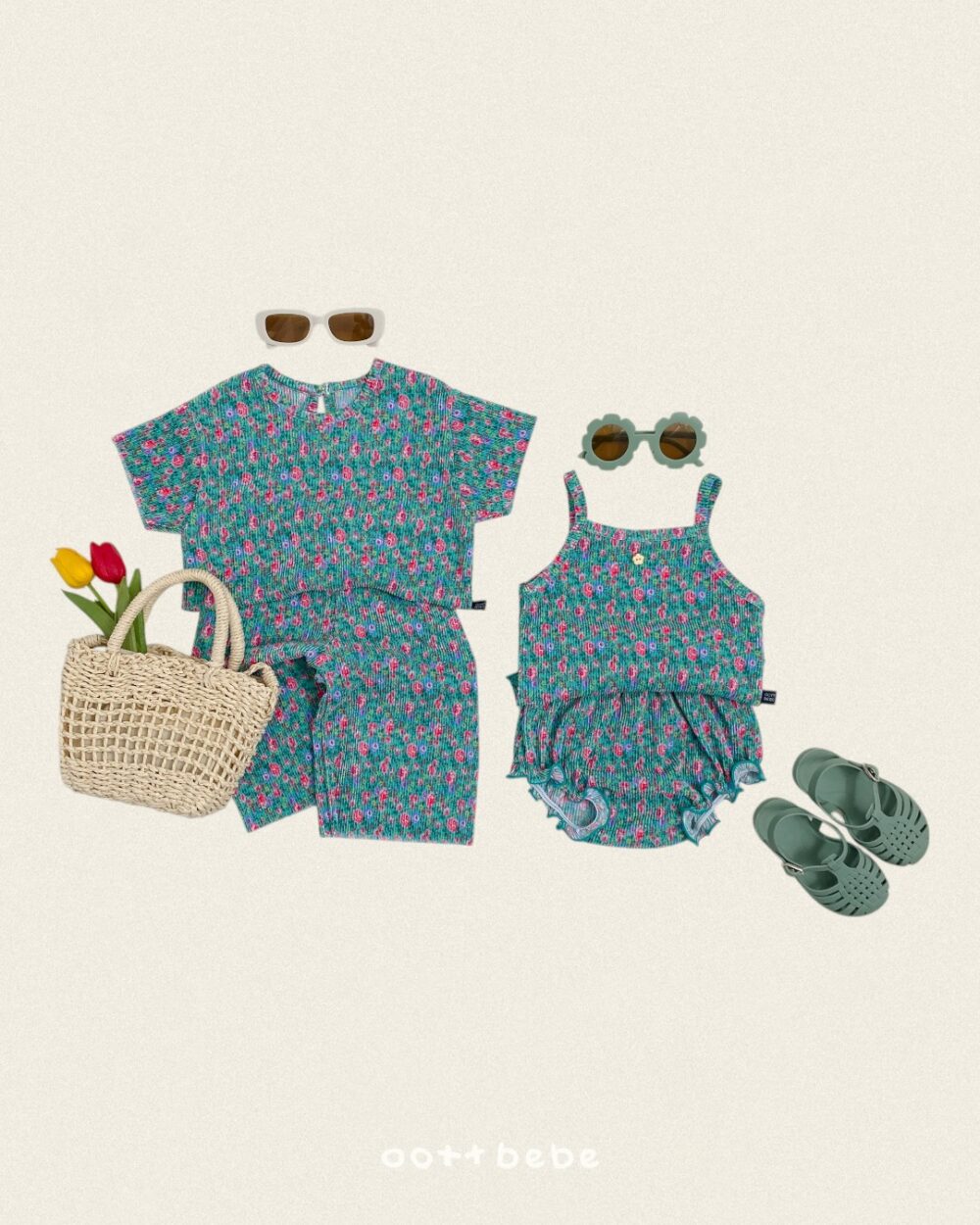 16 <b>|BABY| OOTTBEBE包屁衣</b>Summer 꽃송이플리츠나시블루머 0-12M