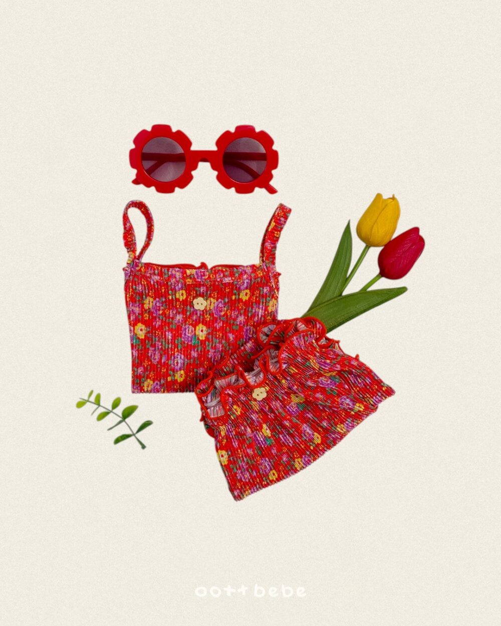 19 <b>|BABY| OOTTBEBE包屁衣</b>Summer 꽃송이플리츠나시블루머 0-12M