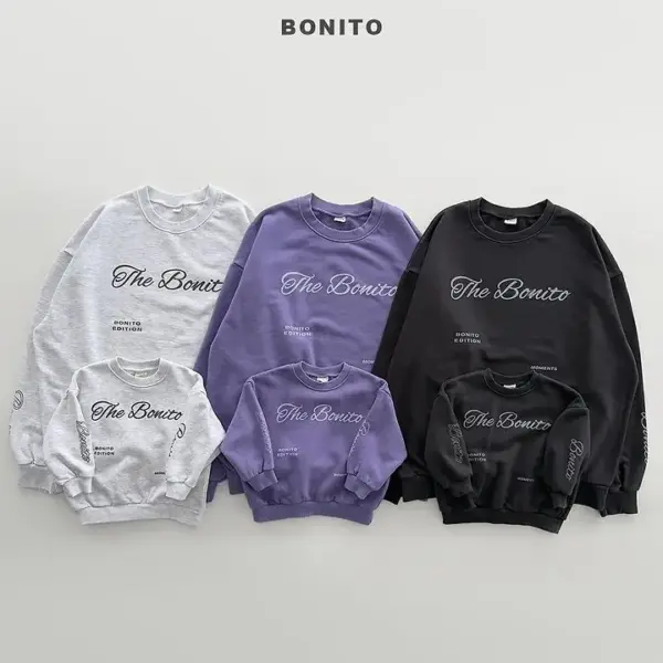 1 <b>BONITO 親子裝</b>Autumn 더보니토레터링맨투맨 70-140CM