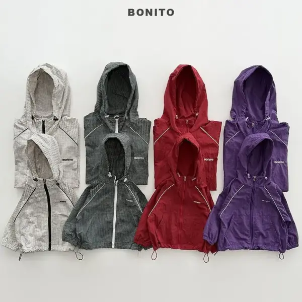 1 <b>BONITO 親子裝</b>Autumn 체크삥줄바람막이 70-140CM
