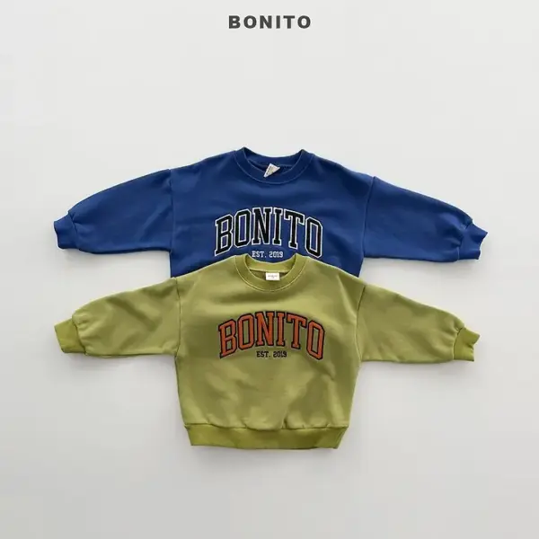 1 <b>BONITO 衛衣</b>Autumn 보니토패치자수맨투맨 70-140CM