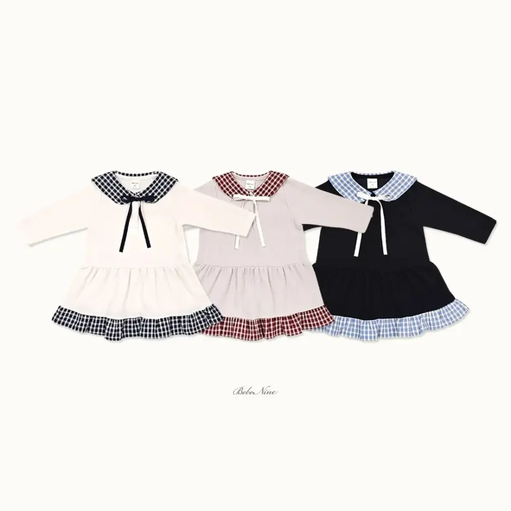 <b>Bebe nine洋裝</b>Autumn 메종 체크 원피스 65-120cm