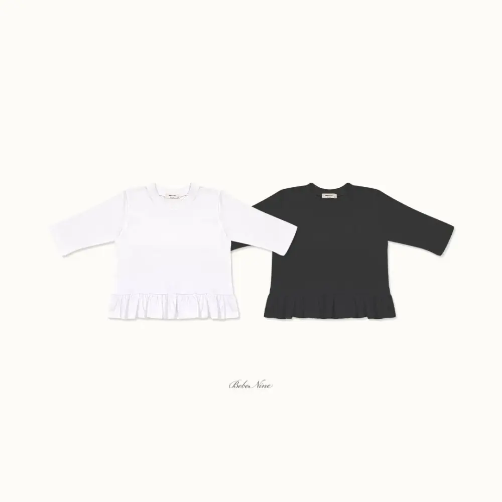 1 <b>Bebe nine上衣</b>Autumn 베이직 프릴 무지티 65-120cm