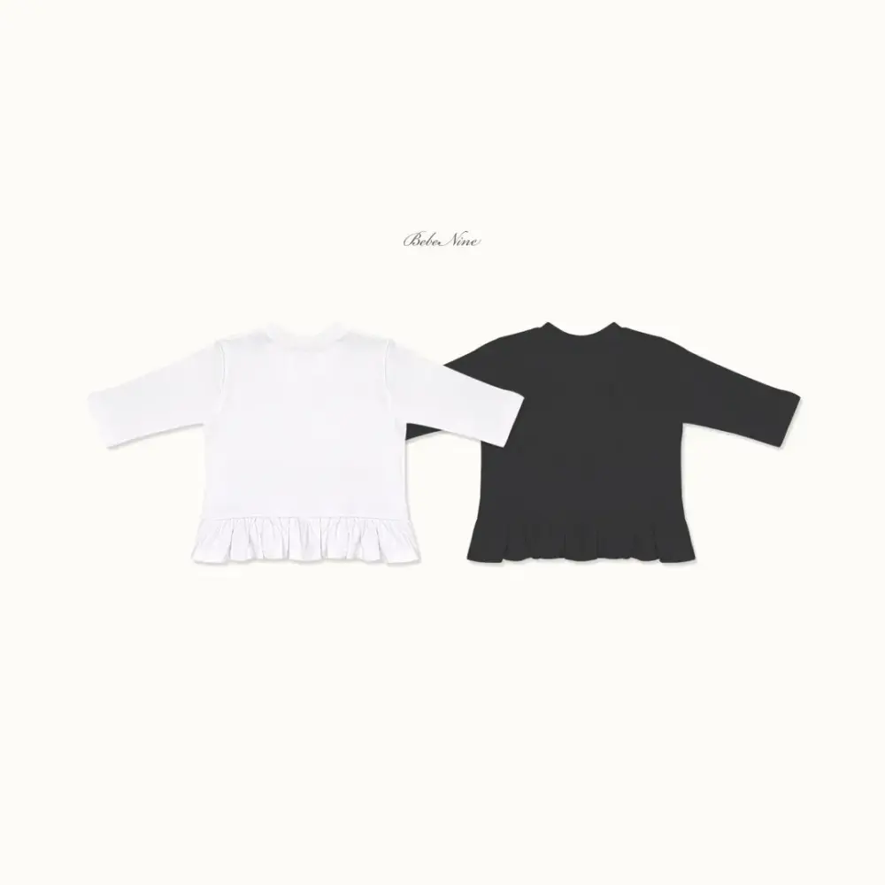 2 <b>Bebe nine上衣</b>Autumn 베이직 프릴 무지티 65-120cm