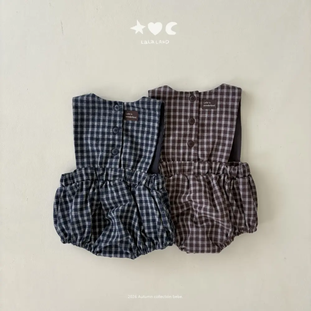<b>｜BABY｜ LaLa land包屁衣</b>Autumn 베베 체크 룸퍼 60-82cm
