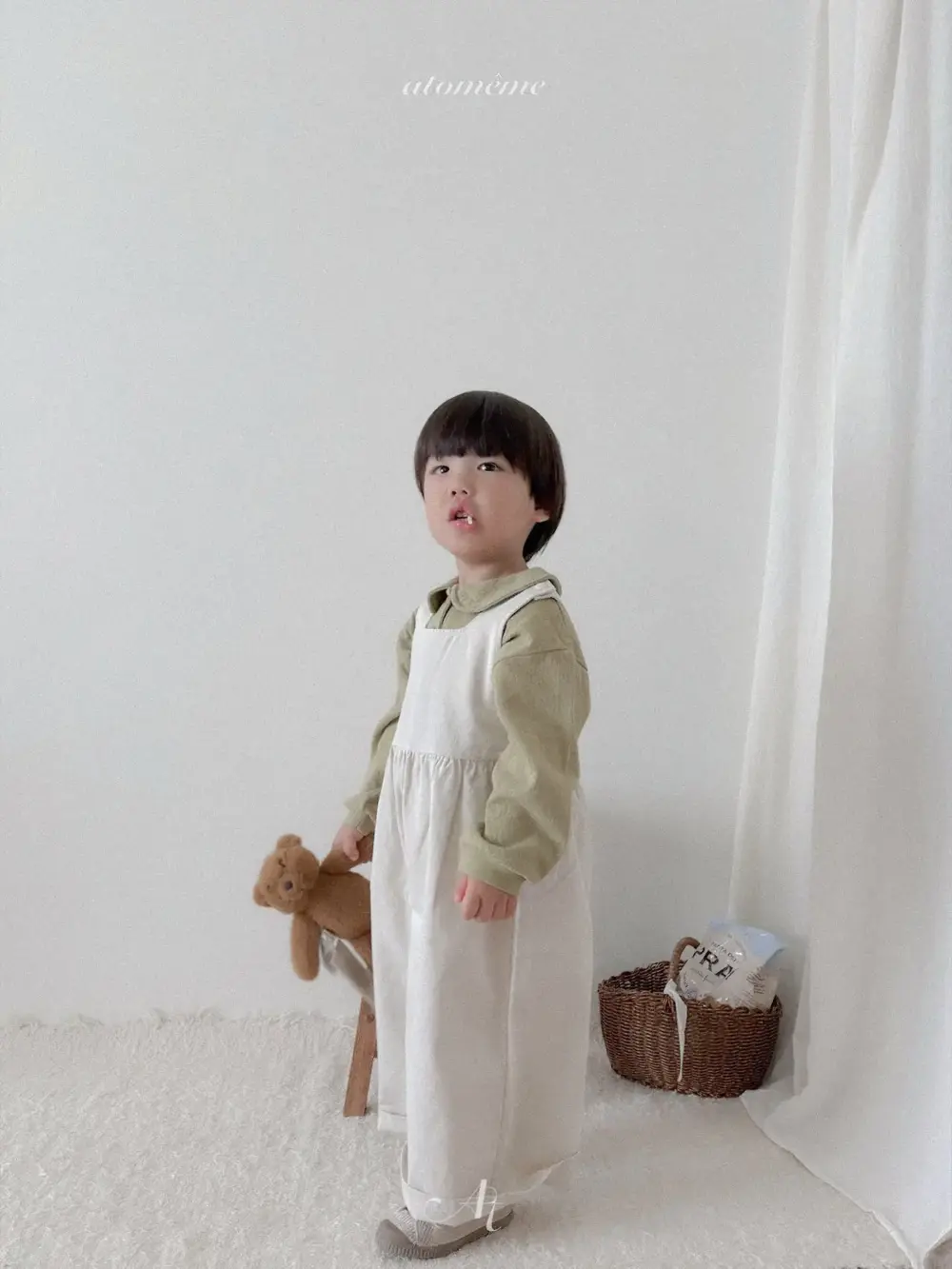 4 <b>Atomeme吊帶褲</b>Autumn 헤링본 오버롤 70-110cm