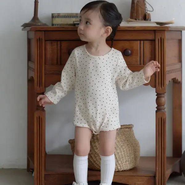 7 <b>|BABY |Bebe nine 包屁衣</b>Autumn 러브 도트 슈트 65-100cm