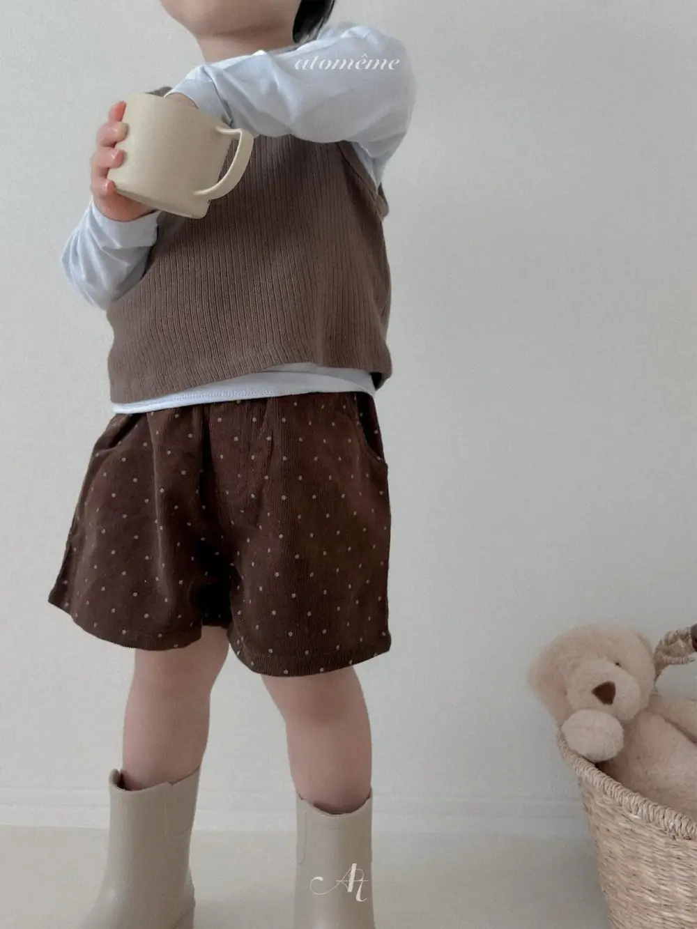 7 <b>Atomeme褲子</b>Autumn 도트 골덴 팬츠 70-110cm