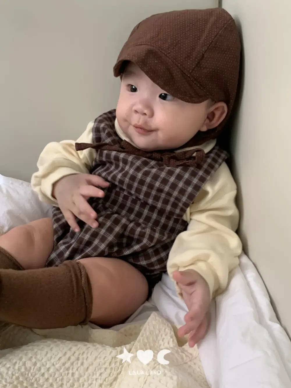 <b>｜BABY｜ LaLa land包屁衣</b>Autumn 베베 체크 룸퍼 60-82cm