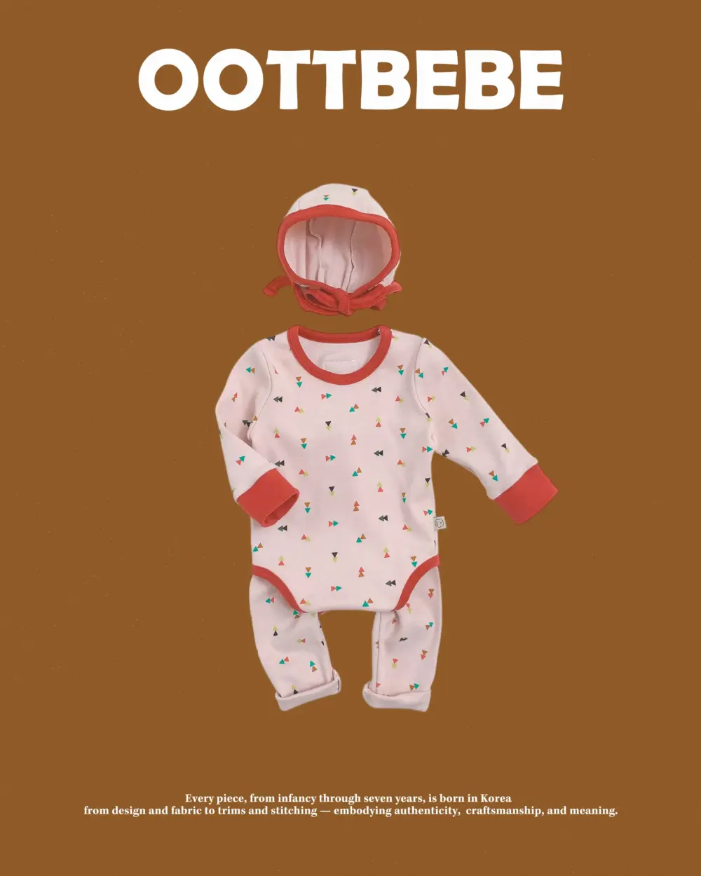 <b>｜BABY｜ OOTTBEBE套裝</b>Winter 세모네모슈트_보넷SET 50-75cm