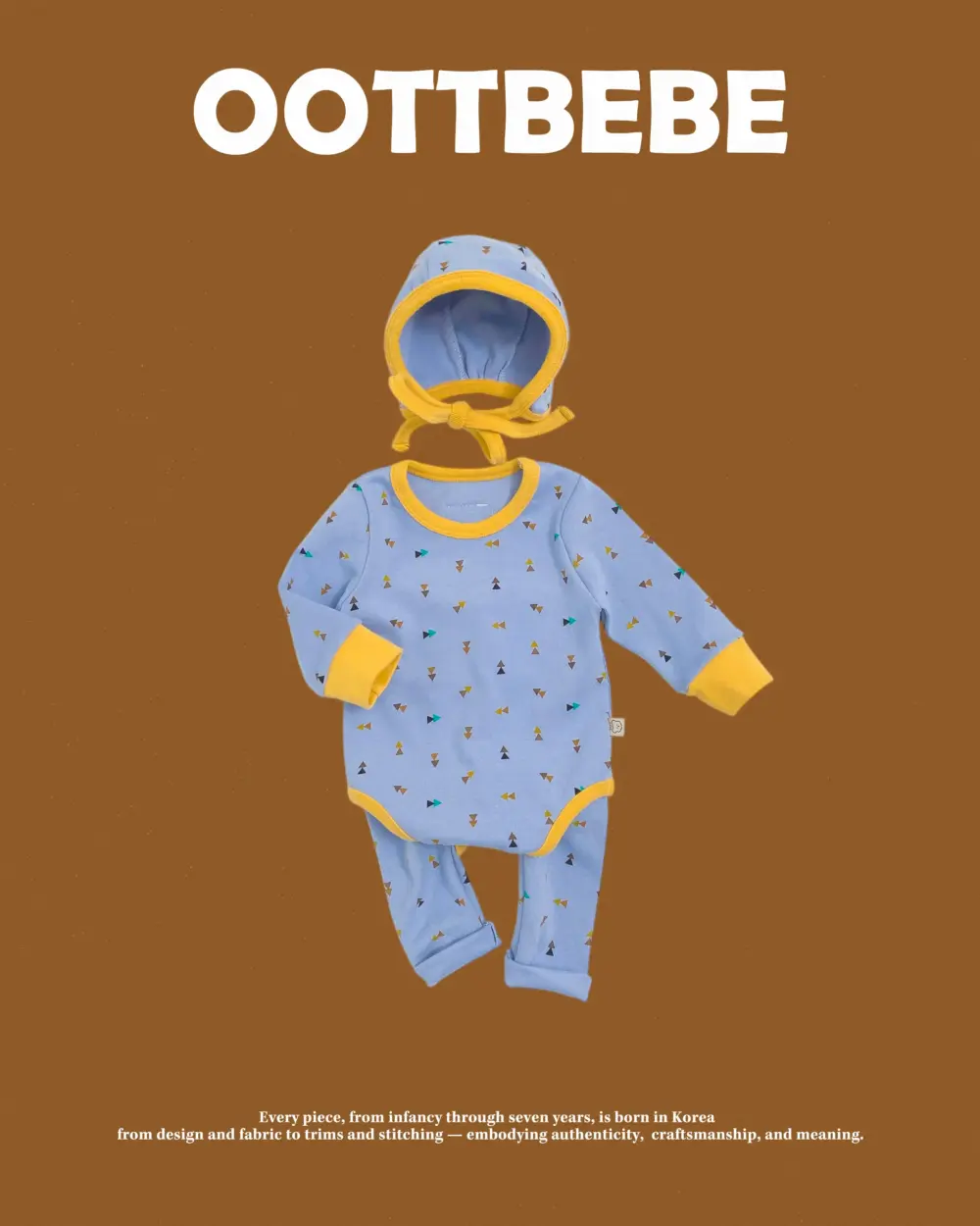 <b>｜BABY｜ OOTTBEBE套裝</b>Winter 세모네모슈트_보넷SET 50-75cm