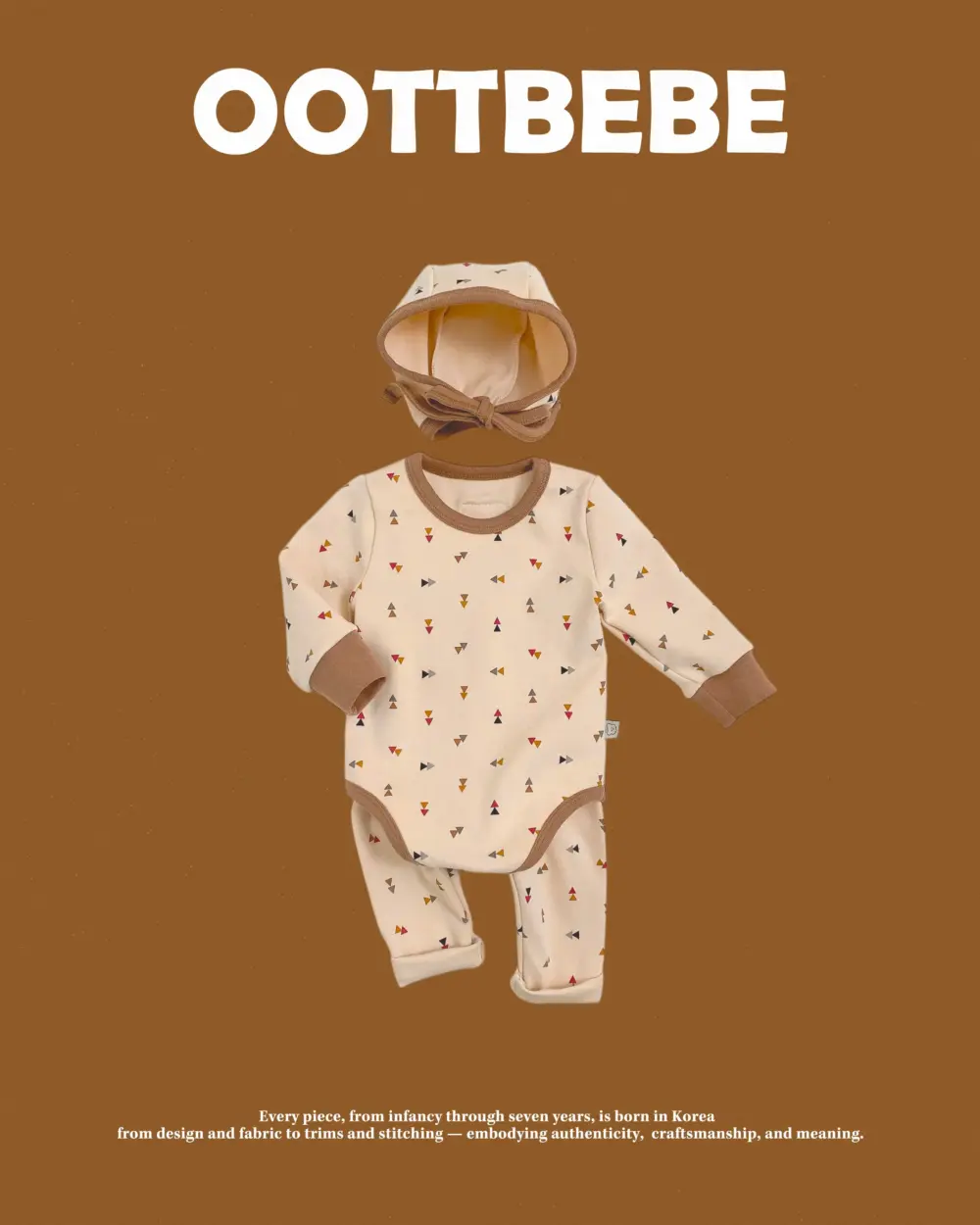 <b>｜BABY｜ OOTTBEBE套裝</b>Winter 세모네모슈트_보넷SET 50-75cm