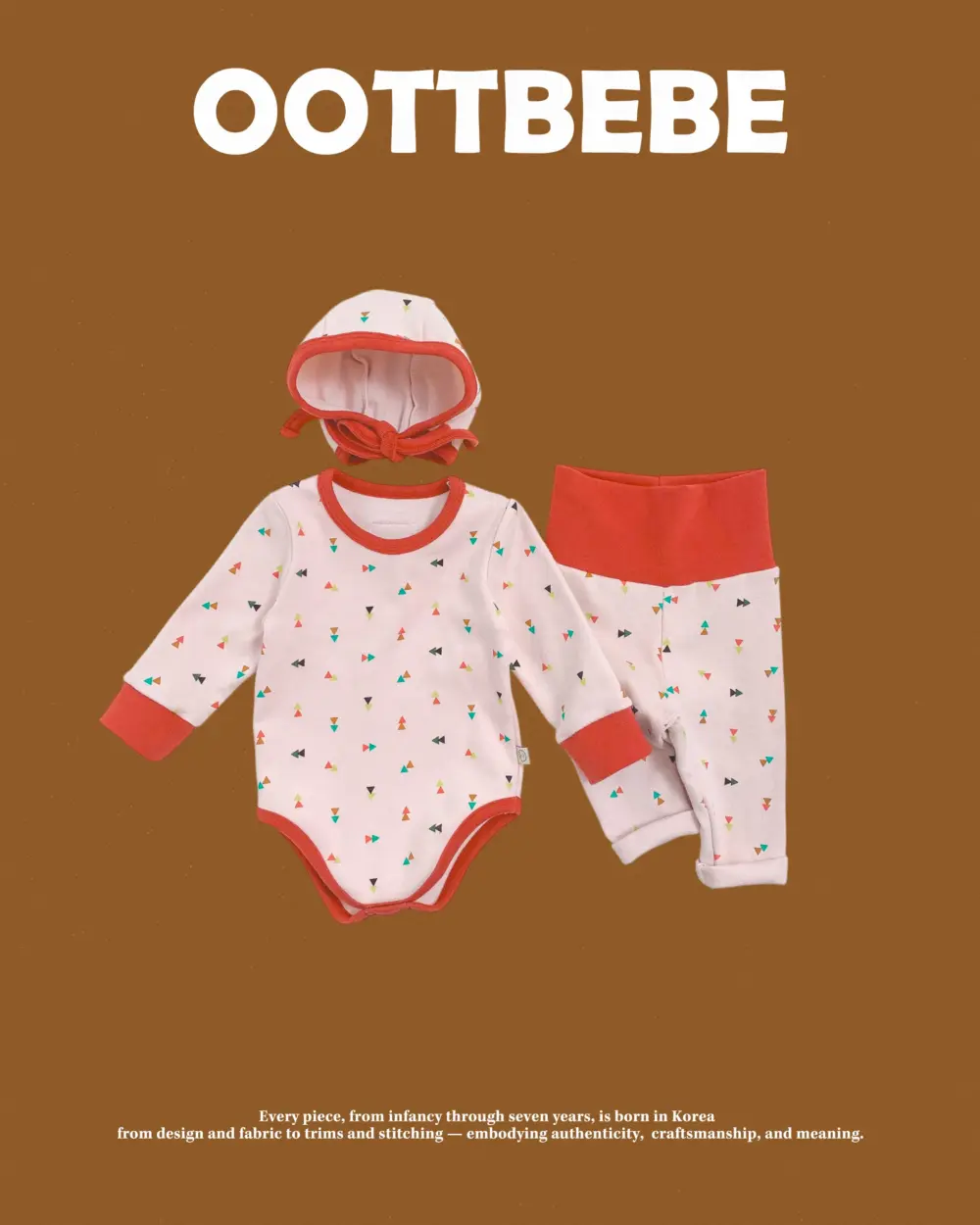 <b>｜BABY｜ OOTTBEBE套裝</b>Winter 세모네모슈트_보넷SET 50-75cm