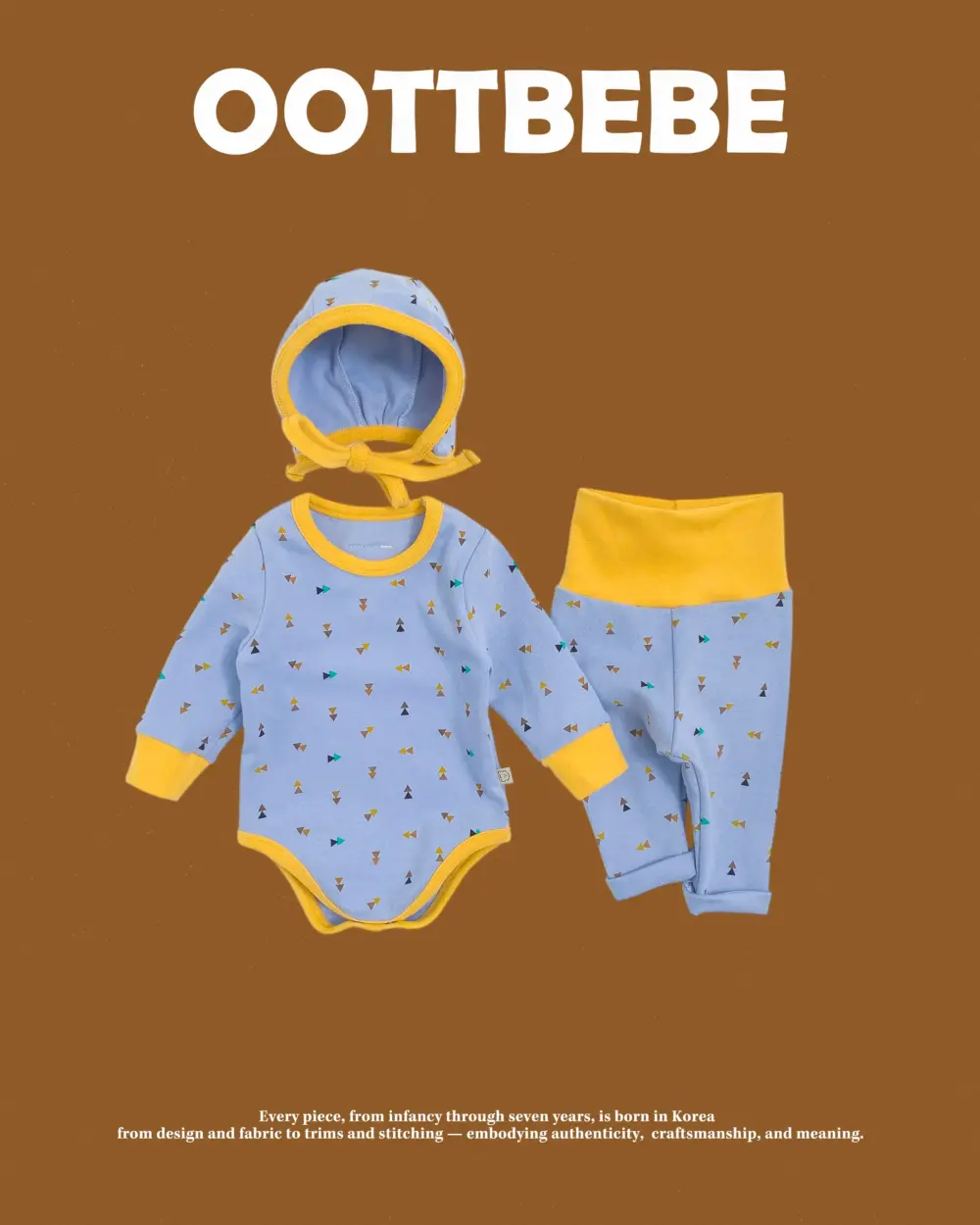 <b>｜BABY｜ OOTTBEBE套裝</b>Winter 세모네모슈트_보넷SET 50-75cm