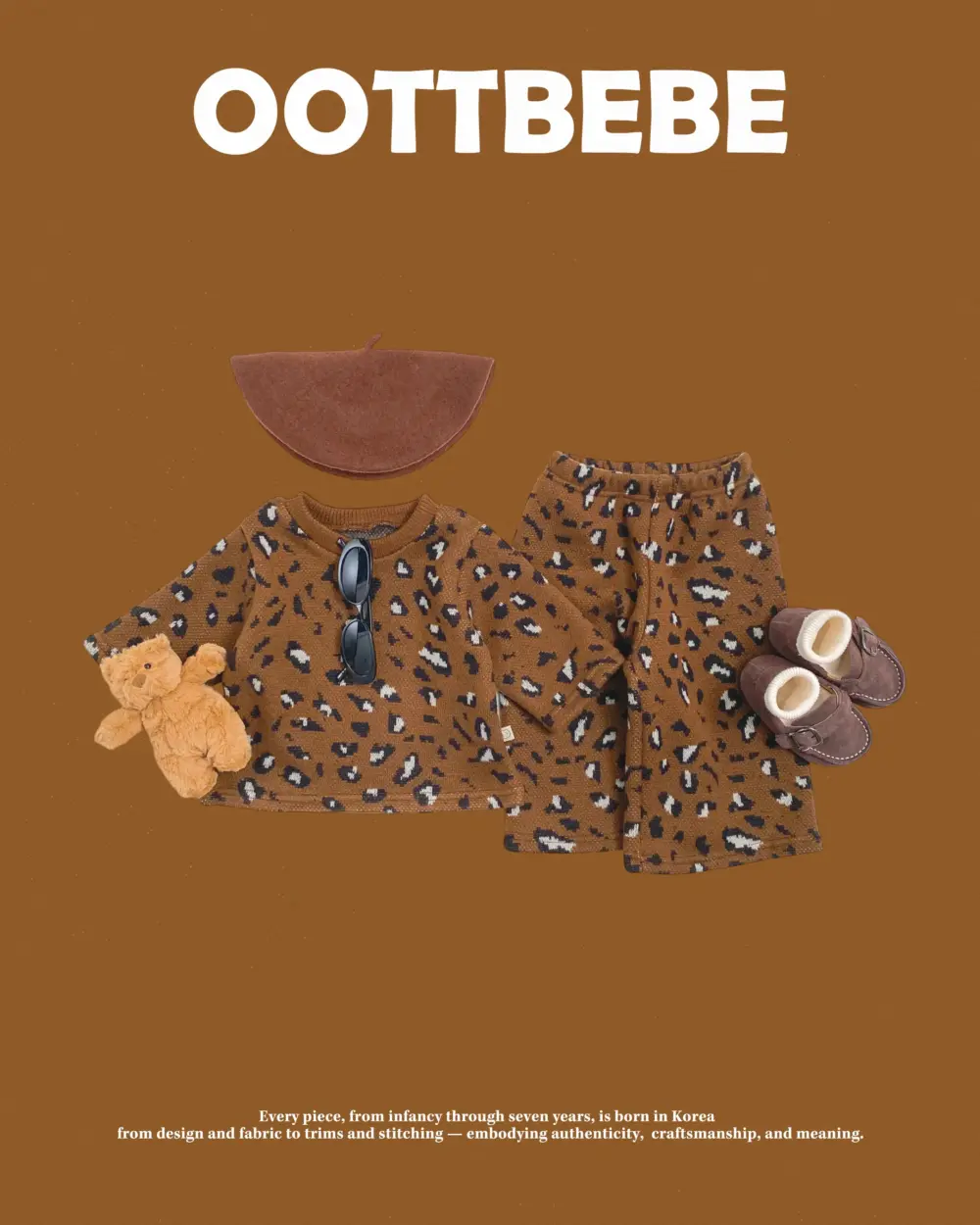 <b>OOTTBEBE套裝</b>Winter 호피니트셋업 65-115cm