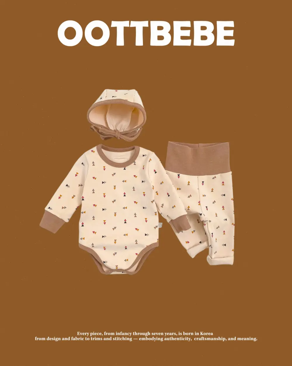 <b>｜BABY｜ OOTTBEBE套裝</b>Winter 세모네모슈트_보넷SET 50-75cm