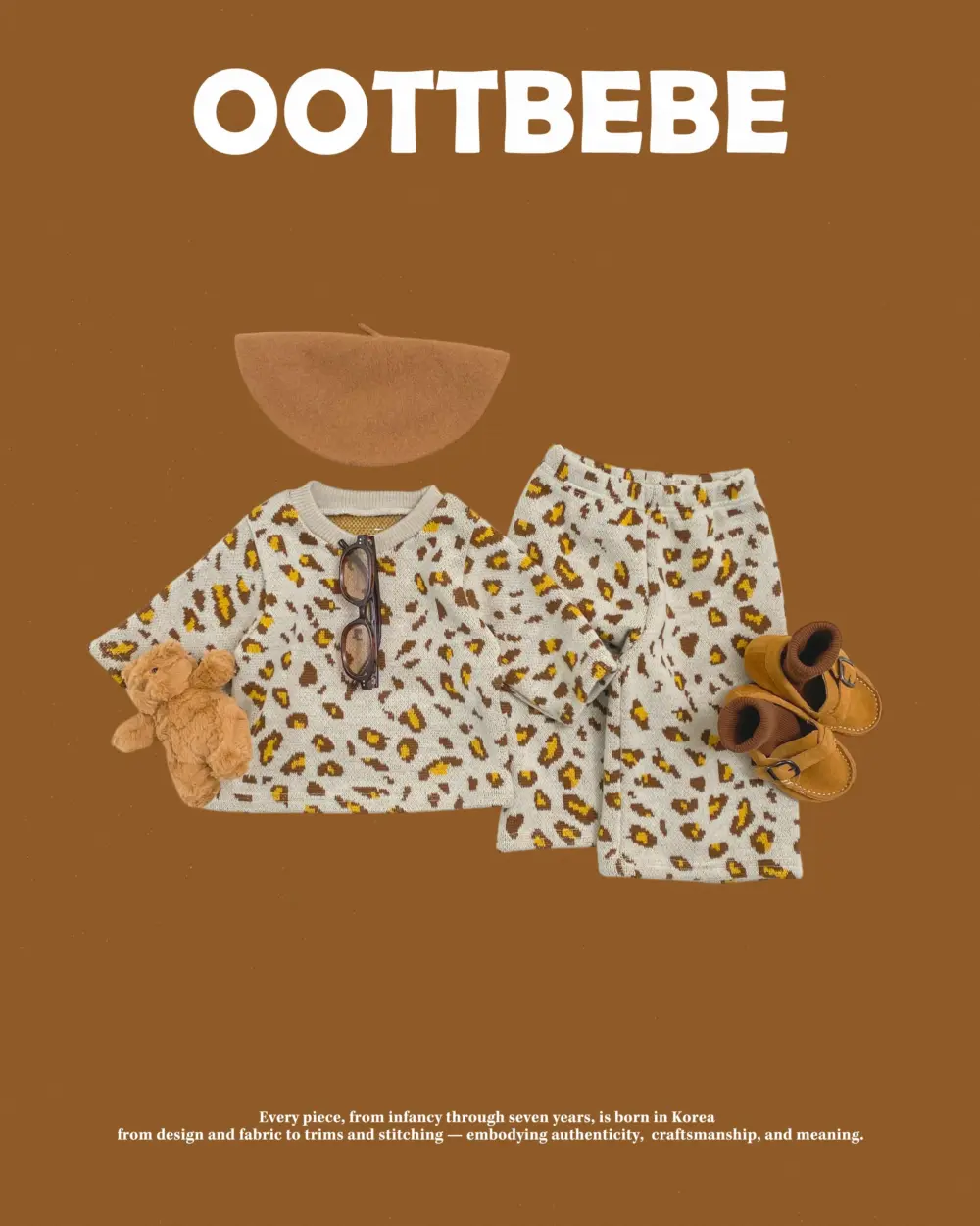 <b>OOTTBEBE套裝</b>Winter 호피니트셋업 65-115cm
