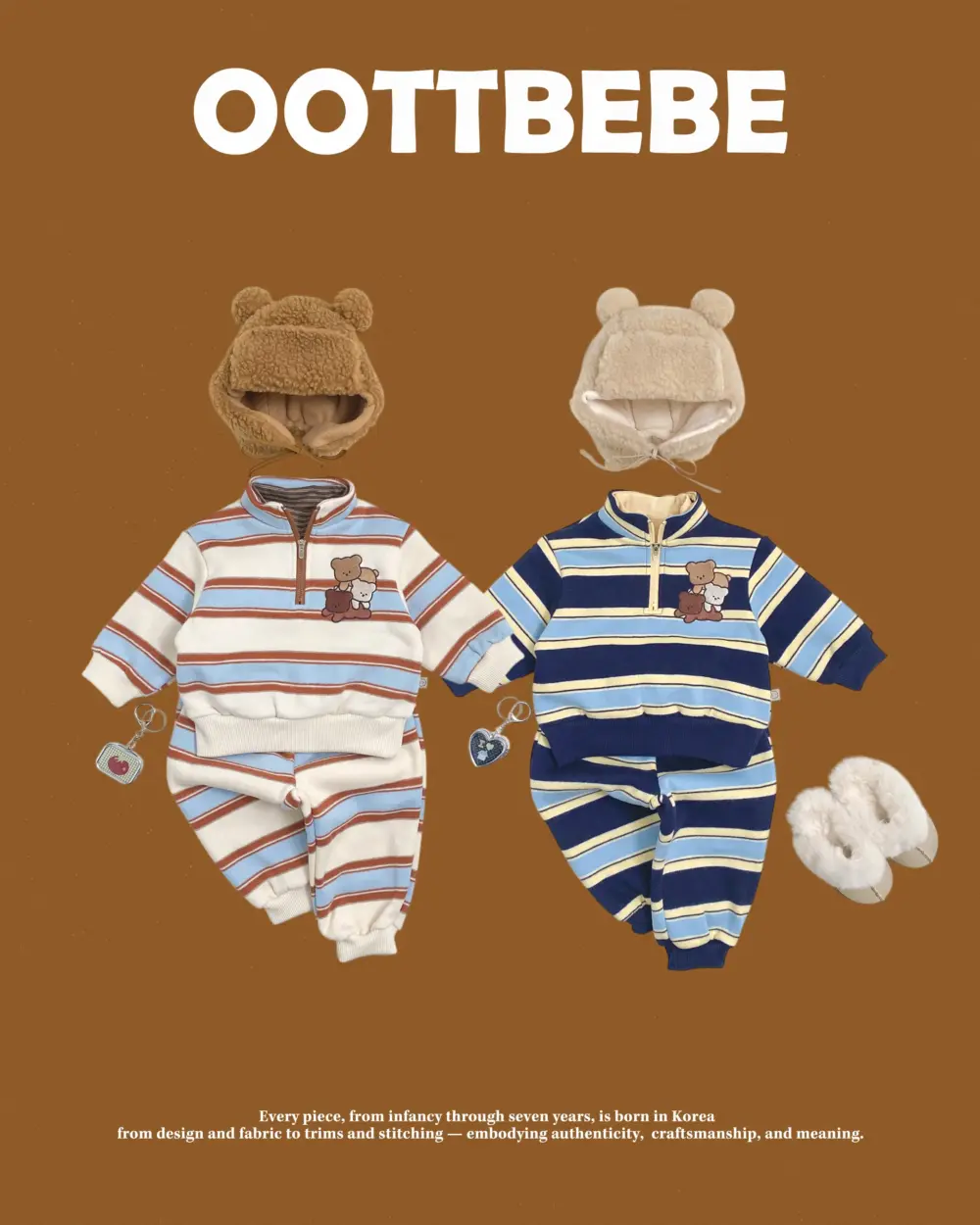 <b>OOTTBEBE套裝</b>Winter 곰돌이친구상하복 65-115cm