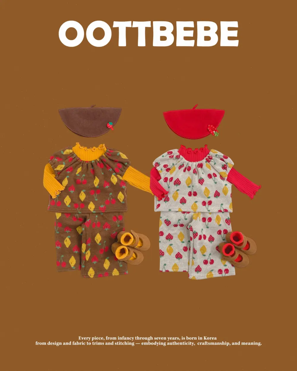 <b>OOTTBEBE套裝</b>Winter 체리퍼프니트셋업 65-115cm