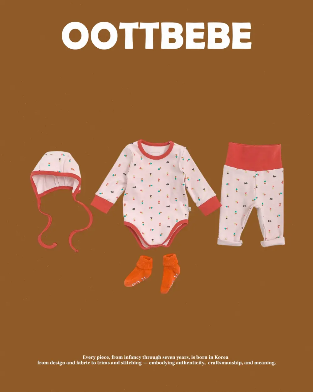 <b>｜BABY｜ OOTTBEBE套裝</b>Winter 세모네모슈트_보넷SET 50-75cm