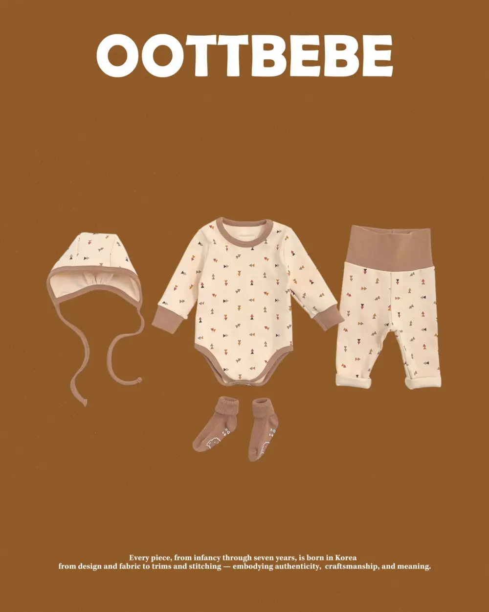<b>｜BABY｜ OOTTBEBE套裝</b>Winter 세모네모슈트_보넷SET 50-75cm