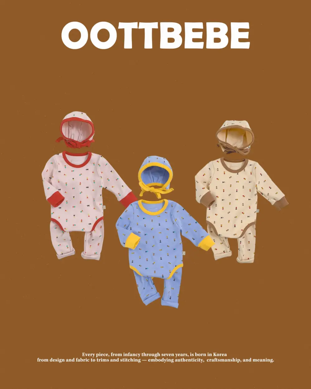 <b>｜BABY｜ OOTTBEBE套裝</b>Winter 세모네모슈트_보넷SET 50-75cm