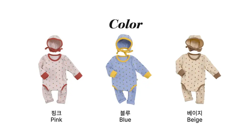 <b>｜BABY｜ OOTTBEBE套裝</b>Winter 세모네모슈트_보넷SET 50-75cm