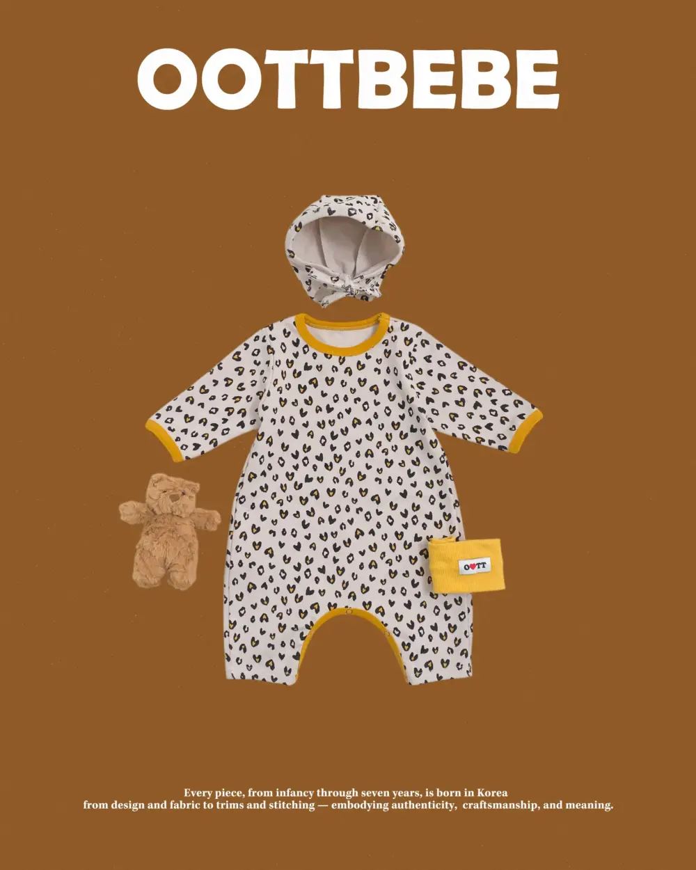 <b>｜BABY｜ OOTTBEBE套裝</b>Winter 하트호피전신슈트+보넷셋트 50-75cm
