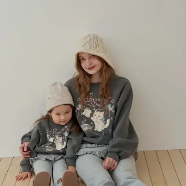 <b>momoann親子裝</b>Winter 피그캣맨투맨 90-140cm