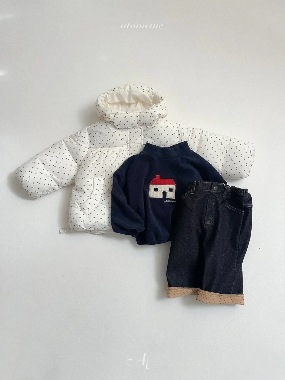 <b>Atomeme褲子</b>Winter  논페이드 롤업 데님 70-110cm